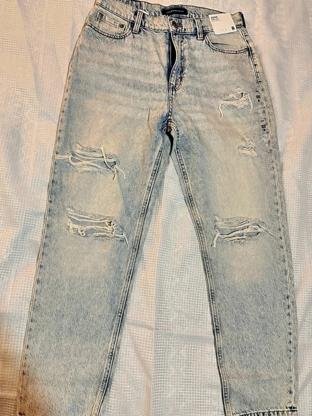 Abercrombie & Fitch Straight Leg Distressed Jeans in Blue Size 8